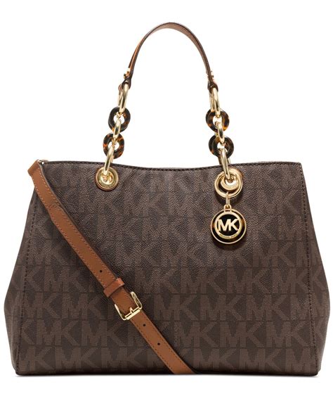 michael kors cynthia medium logo satchel brown|Cynthia Medium Signature Logo Satchel .